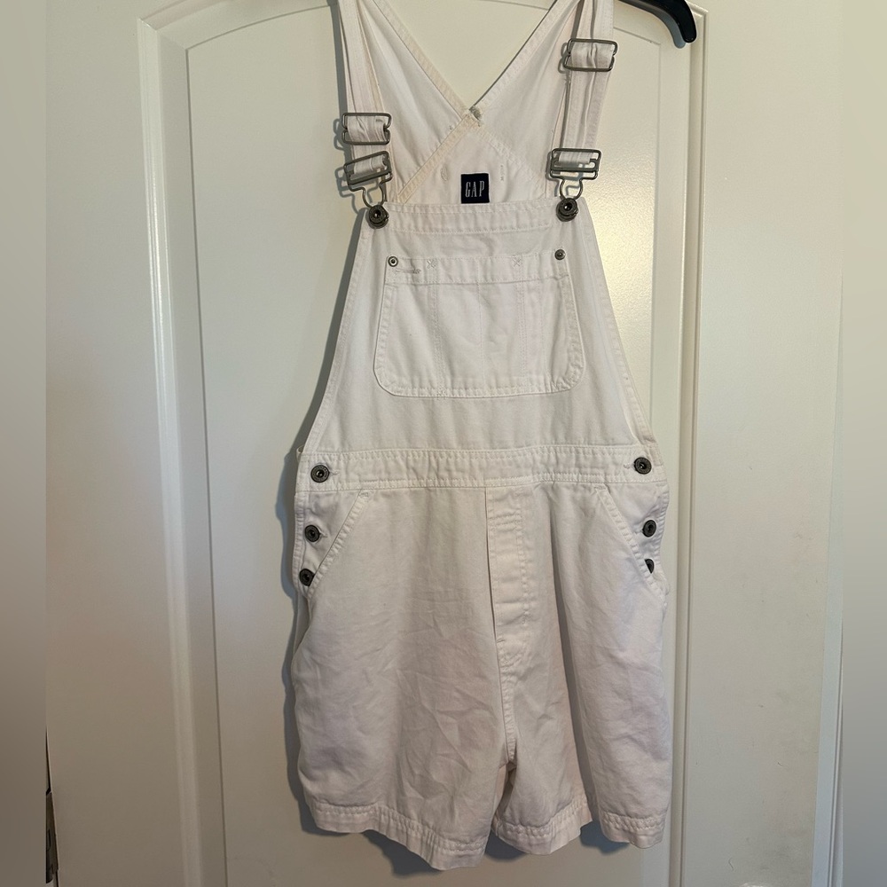 white overall shorts
